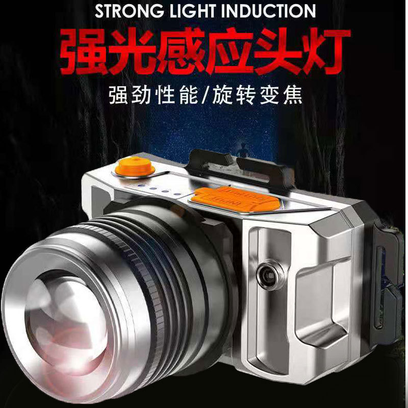 Wholesale Led Induction Headlamp Power Bank High Power Miner's Lamp Outdoor Strong Light Head-Mounted Zoom Night Fish Luring Lamp