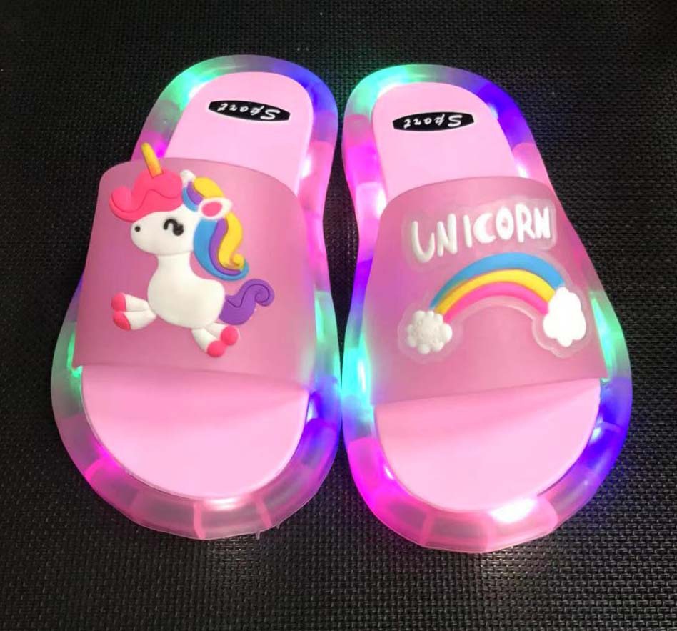 Children's Slippers Luminous Slippers Cartoon Cute Fashion Slippers Unicorn Slippers Unicorn Cross Mirror