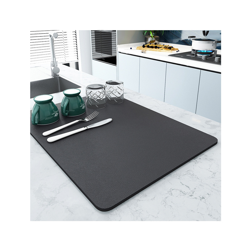 Nordic Minimalist Style Desktop Heat Insulation Non-Slip Mat Solid Color Faux Leather Hydrophilic Pad Household Restaurant Kitchen Water Draining Pad