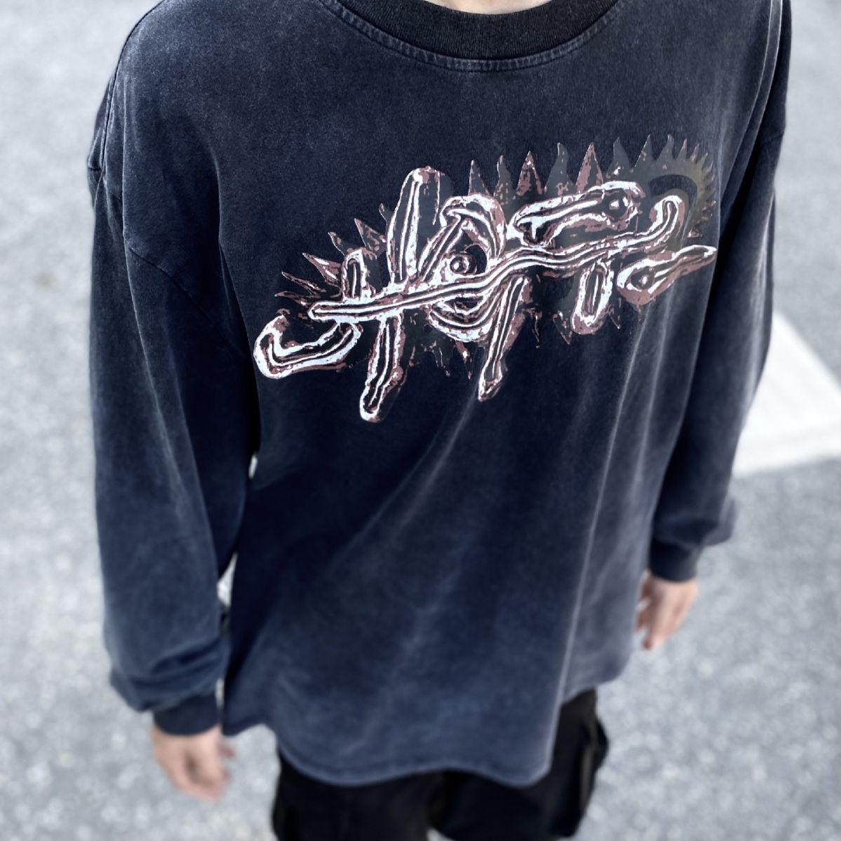 travis scott cactus jack最新专辑演出限定重磅做旧洗水长袖t恤