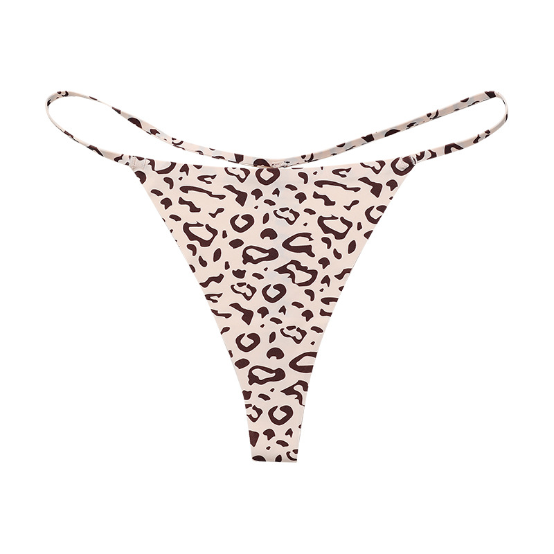 Amazon Foreign Trade Sexy Leopard Print T-Back Women's Thin Strap Low Waist Hot Seductive Stretch Sexy T-Shaped Briefs