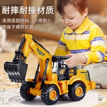 新款儿童手摇工程车玩具惯性耐摔压路机挖掘机推土模型男孩挖土机