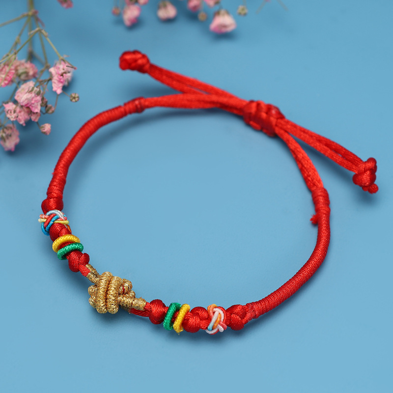 Dragon Boat Festival Colorful Rope Bracelet Birth Year Male and Female Red Rope Dorje Knot Ruyi Knot Couple Lucky Carrying Strap