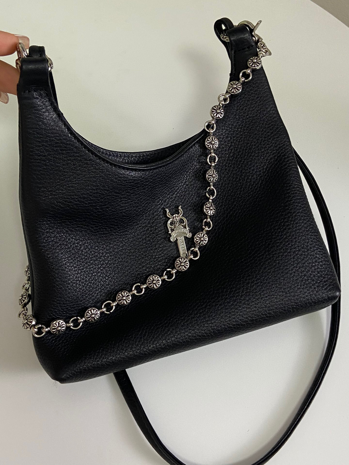 高品质进口牛皮克罗心vivi真皮腋下包链条包真皮小方包