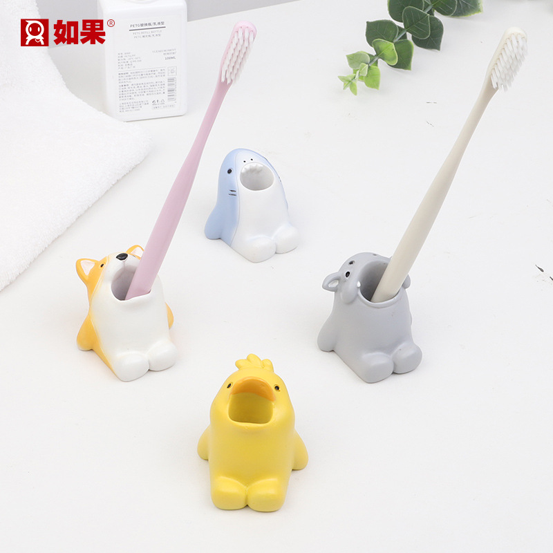 Cute Cartoon Animal Toothbrush Holders Creative Home Decoration Bathroom Bathroom Tooth-Cleaners Storage Rack Storage Small Ornaments