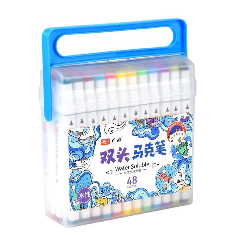 Double-Headed Small Marker Pen 48-Color Children's Watercolor Pen Graffiti Painting Mark Marker Art Supplies Factory Direct