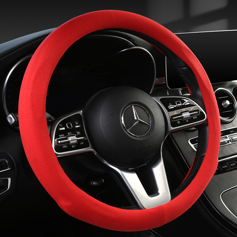 21年新款翻毛皮圆形方向盘套内饰用品wish amazon ebay实体店批发
