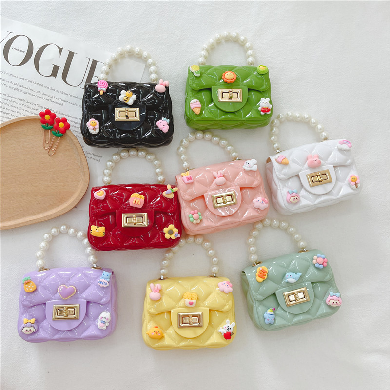 Children's Bag 2024 New Cute Girls' Shoulder Messenger Bag Internet Celebrity All-Match Princess Style Pearl Coin Purse Fashion