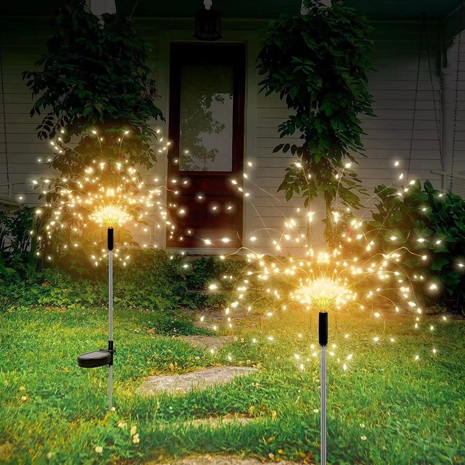 Solar LED Smoke Lamp Floor Outlet Starry Copper Wire Color Lamp Lighting Chain Outdoor Courtyard Set Christmas Decoration