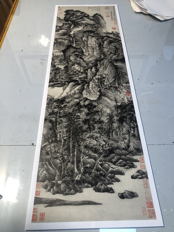1:1原大元 王蒙 青卞隐居图真迹高清微喷山水画国画古字画临摹