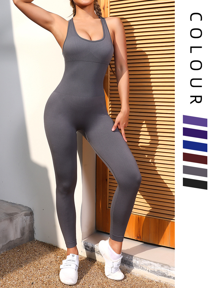 European and American New Skinny Slimming Seamless Yoga Bodysuit Quick-Drying Exercise Yoga Clothes Fitness One-Piece Athletic Clothing Women