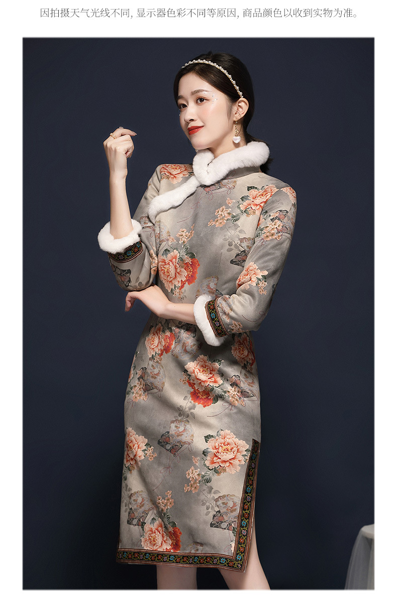 新年旗袍冬装2020年新款女复古中国风加厚夹棉改良版连衣裙20319