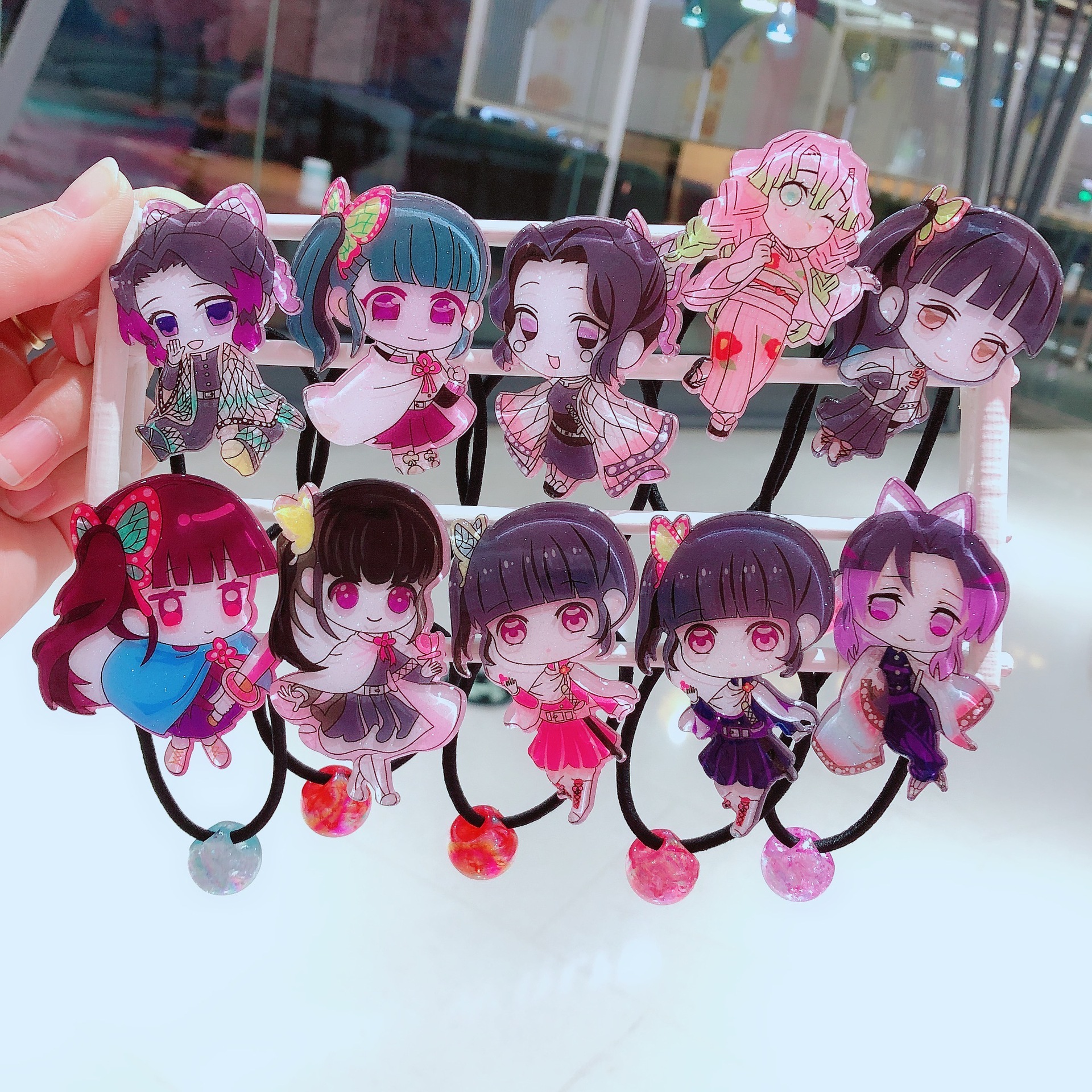 动漫鬼灭之刃亚克力女童发饰蝴蝶忍香奈呼密离女生发圈发绳橡皮筋