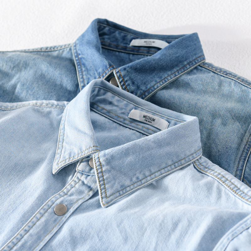 春秋季时尚复古帅气牛仔衬衫潮流宽松牛仔夹克男生外套上衣9456