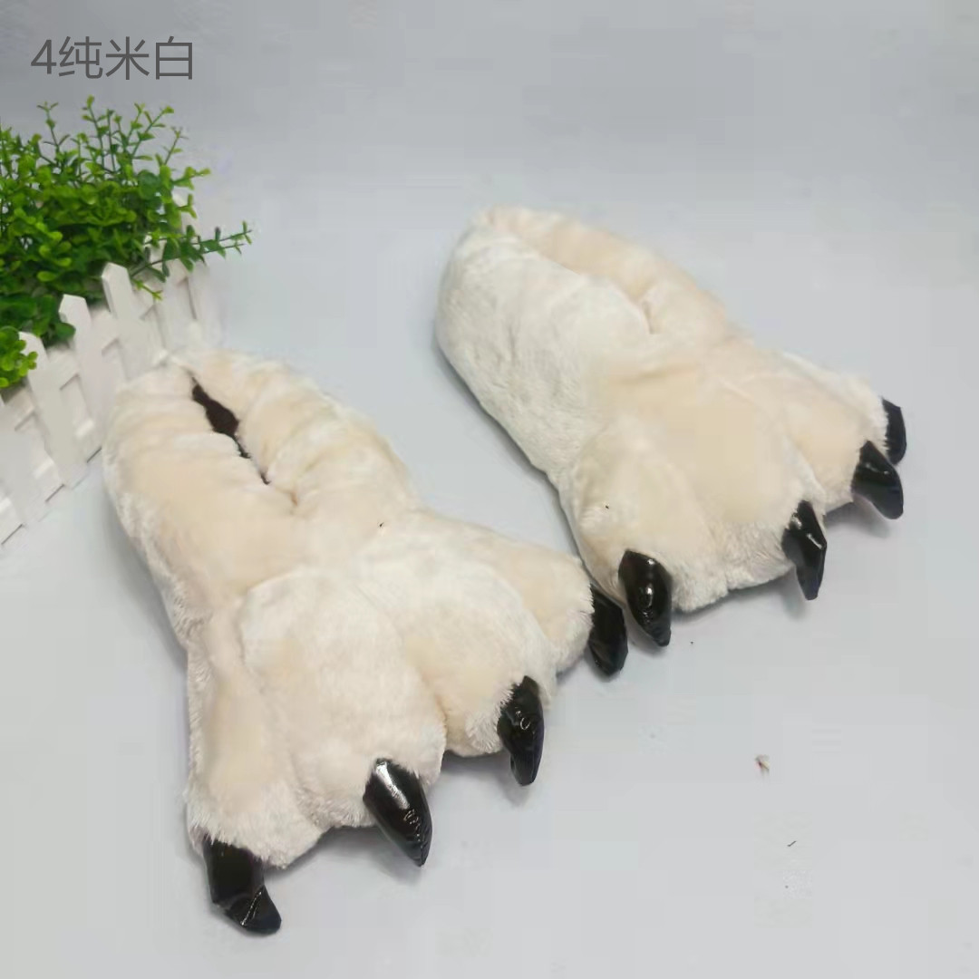 Wholesale Creative Dinosaur Paw Cotton Slippers Cartoon Couple Bag Heel Warm Shoes Men and Women Home Monster Plush Slippers