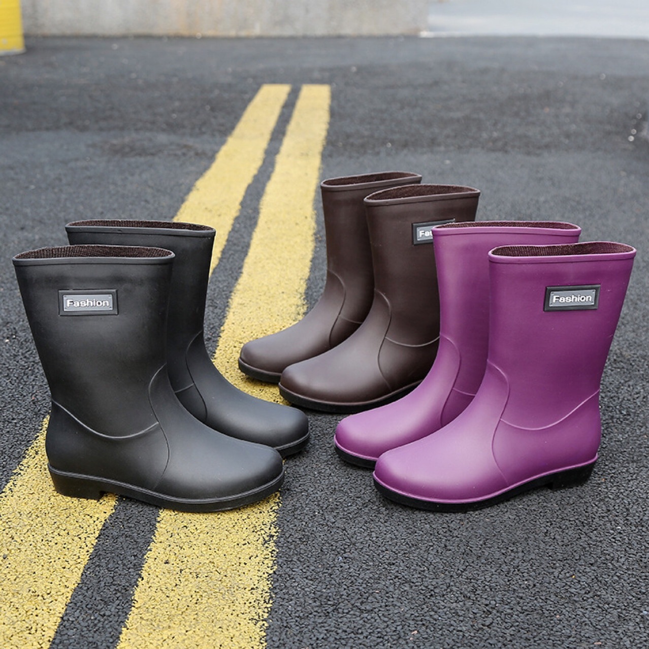 中筒雨鞋女短筒雨靴防滑防水胶鞋工作劳保鞋短靴水鞋保暖水靴女鞋