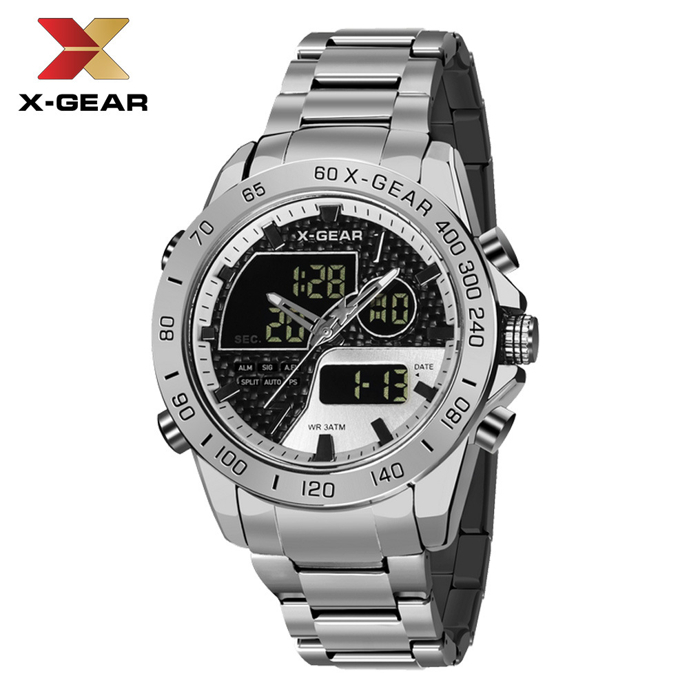 x-gear男士时尚运动手表防水电子表外贸多功能夜光电子石英表