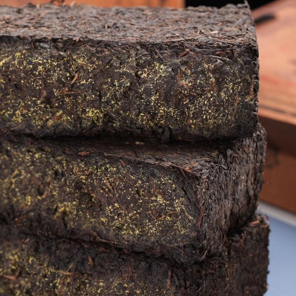 黑茶湖南安化黑茶茯砖茶茶叶金花手筑茯茶安华安化黑茶茯砖