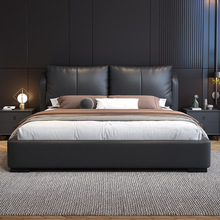 意式轻奢真皮床1.5米1.8米现代简约单双人床主卧室2米储物大婚床