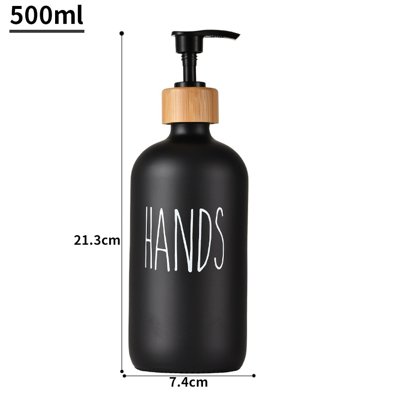 Glass 500ml Boston Hand Sanitizer Suit Black White Storage Bottle Wooden Lid Soap Dispenser Shampoo Bottle 2PCs