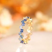 跨境热卖小众设计新款错位方形钻戒指日韩高级感不掉色锆石手饰品
