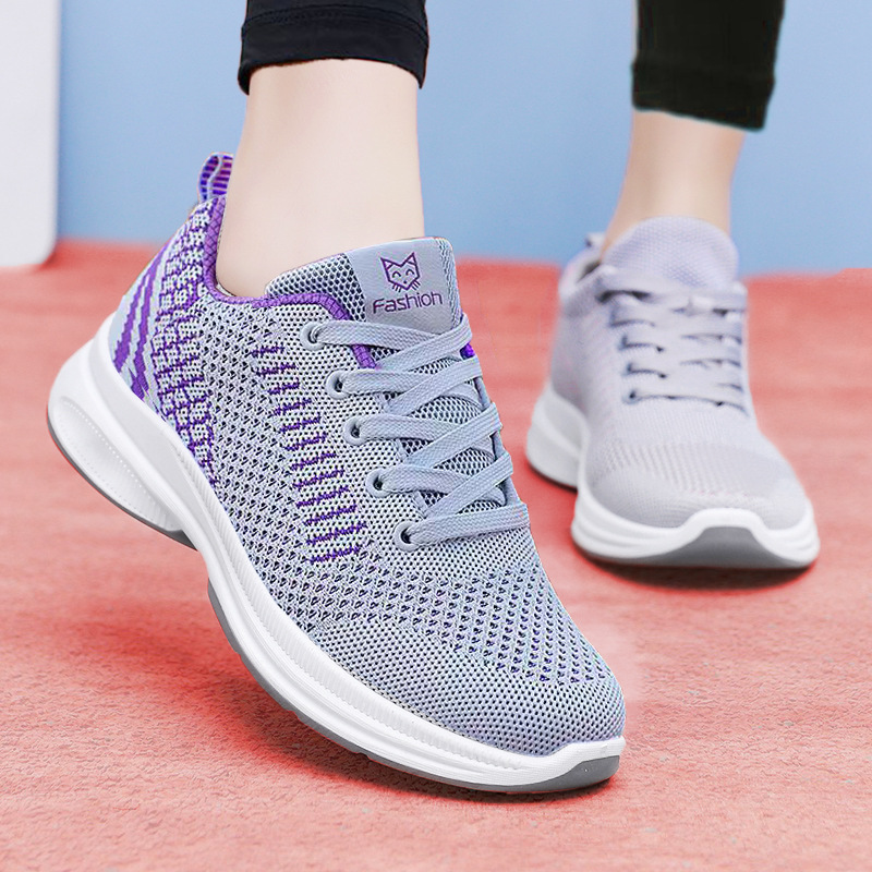 女鞋运动飞织透气轻便百搭针织2023新款外贸休闲跨境女款跑步鞋