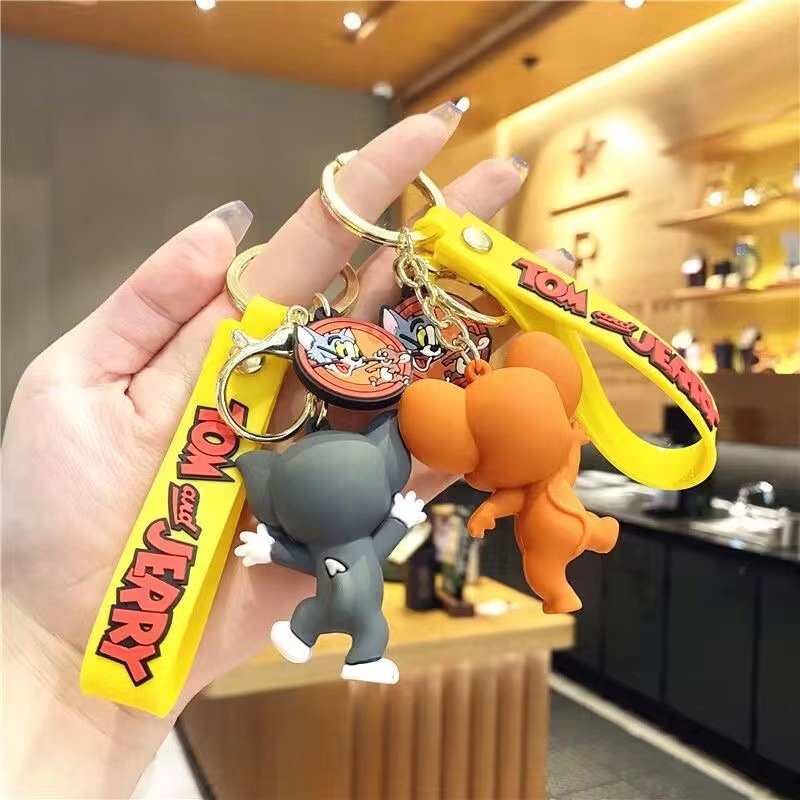 Cartoon Tom Cat Keychain Simple Car Key Chain Creative Couple Schoolbag Ornaments Cat and Mouse Key Ring