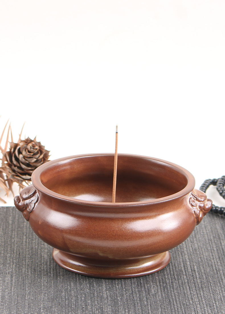 复古香炉家用供奉插香佛堂用品佛具家用香炉拜神用品 陶瓷香薰炉