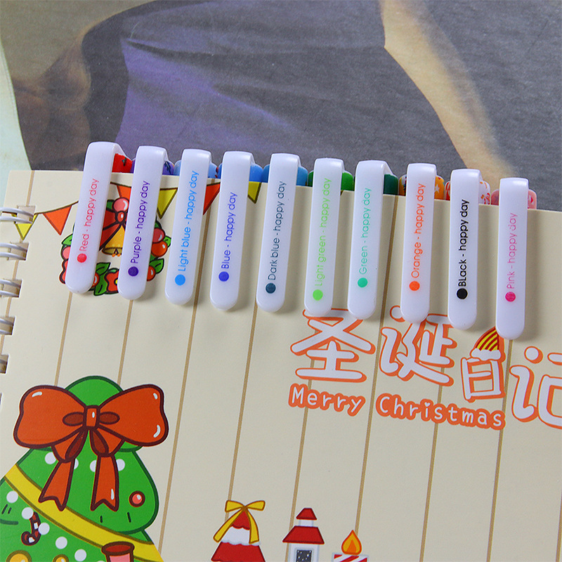 Christmas Series Ten Colors Gel Pen Boxed Colored Art Pen Creative Prize Gift Student Journal Stationery Wholesale
