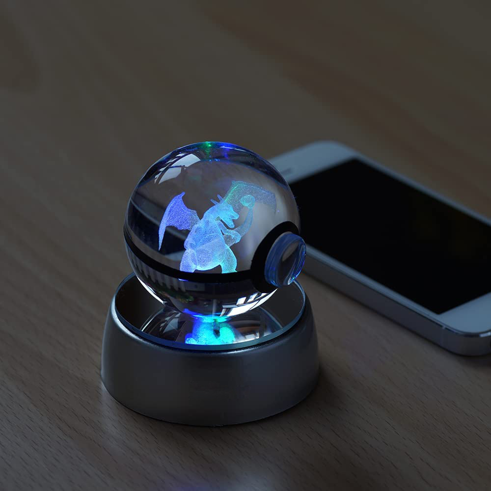 欧美跨境热销精灵球水晶球超级喷火龙小丑女孩子礼物透明水晶球