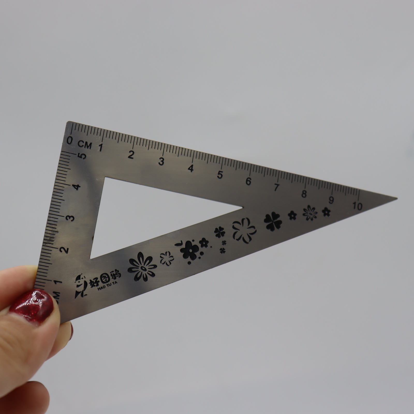 10cm套尺小学生金属3件套不锈钢 直尺三角板量角器考试用品套装