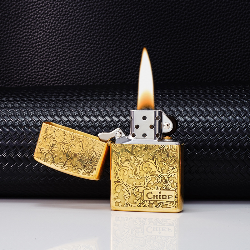 包邮双面富贵花纯铜高档精品煤油打火机创意男士时尚礼品批发