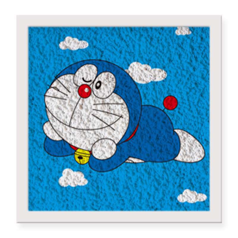 哆啦a梦列系纸浆画手工diy材料包 创意手工制作立体画填色画