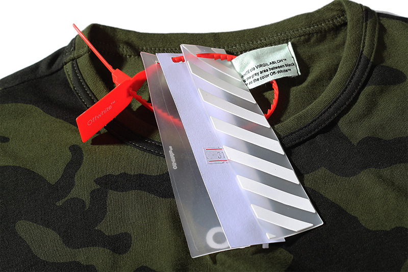off欧美潮牌 white基础款箭头绿迷彩短袖t恤ow男女情侣圆领打底衫