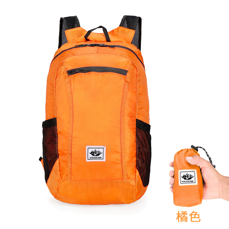 Cross-Border Supply Colorful Folding Bag Waterproof Outdoor Backpack Large Capacity Lightweight Printed Logo Travel Exercise Backpack