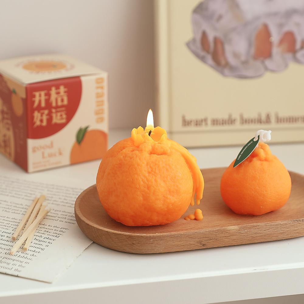 Tangerine Candle Wholesale DIY Gift Wedding Aromatherapy Hand Gift Big Orange Fruit Shape Candle Customization