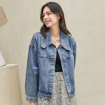 中超韩国春秋宽松牛仔外套女显瘦韩版短外套百搭大码长袖宽松上衣