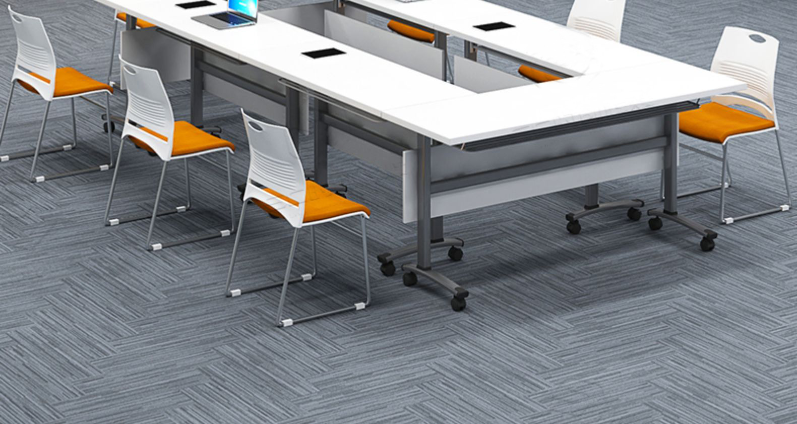 培训桌带轮折叠会议桌会议室桌子培训桌椅组合条桌双层移动办公桌