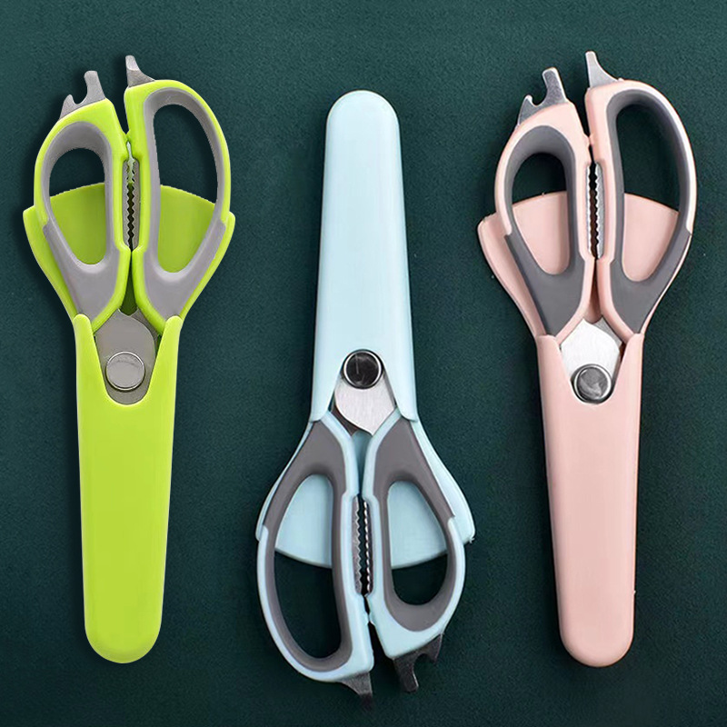 Multi-Functional Kitchen Scissors Stainless Steel Household Strong Force Scissors Meat Scissors Chicken Bone Magnetic Suction Refrigerator Scissors Chicken Bone Scissors