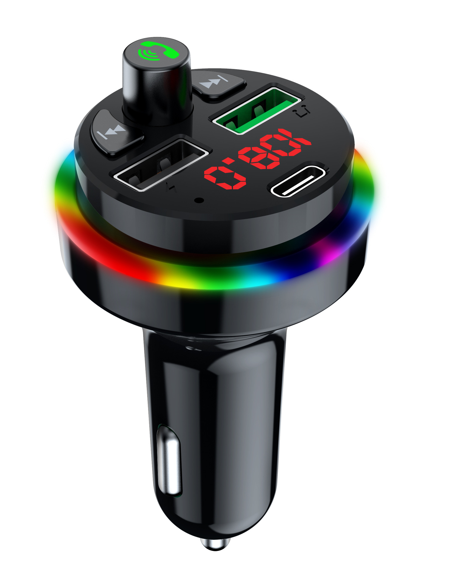 Car MP3 Bluetooth Player Seven-Color Ambience Light FM Transmitter U Disk TF Card Expansion F17usb Car Charger F16