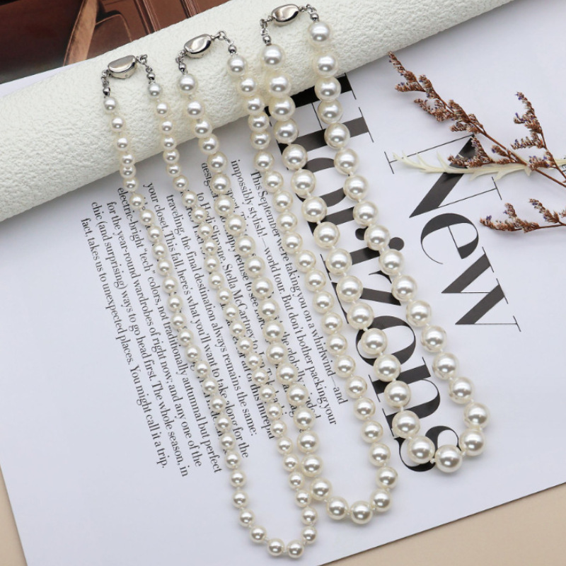 Shijia Pearl Necklace Ornament Women's High-Grade Exquisite Sweater Chain Retro Temperament Wild Niche Clavicle Chain Wholesale