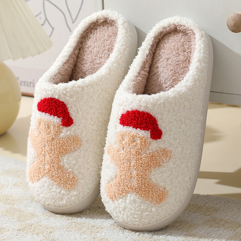 Foreign Trade Winter Cute Cartoon Christmas Elk Cotton Slippers Student Fashion Home Warm Plush Cotton Slippers Wholesale