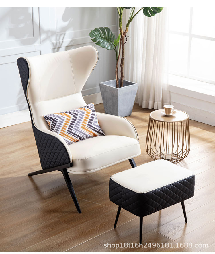 北欧现代轻奢老虎椅单人沙发椅卧室椅皮沙发网红休闲椅(一件代发