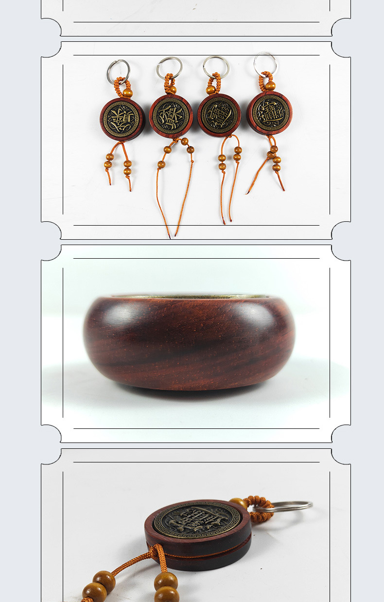木质转钱 紫檀木吊坠钥匙扣挂件古玩手把件 木制品挂饰牛转乾坤