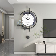 加工定制钟表客厅个性创意时钟高级感挂墙摆件家居装饰置物架挂钟