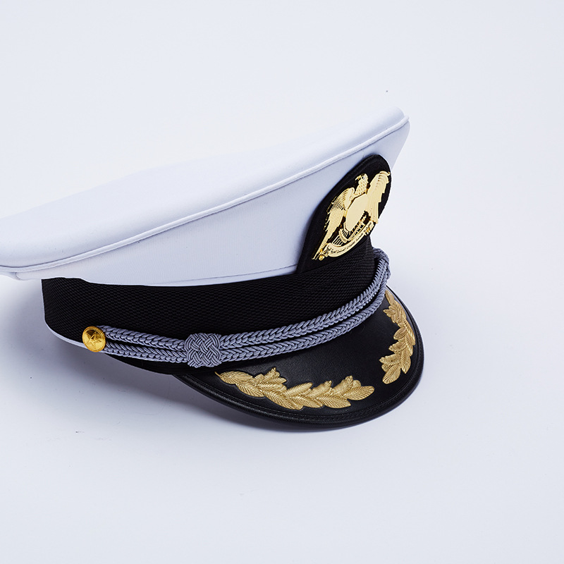 新款白色海军帽国外大盖帽保安工作帽执勤大檐帽乐队演出帽子