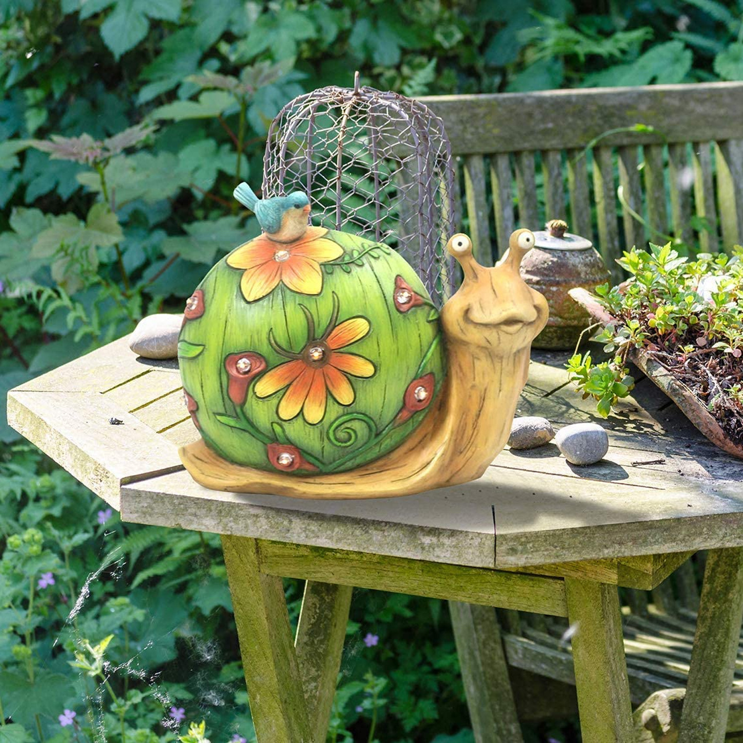 户外太阳能花园树脂摆件蜗牛树脂工艺品仿真动物园艺装饰雕塑工艺