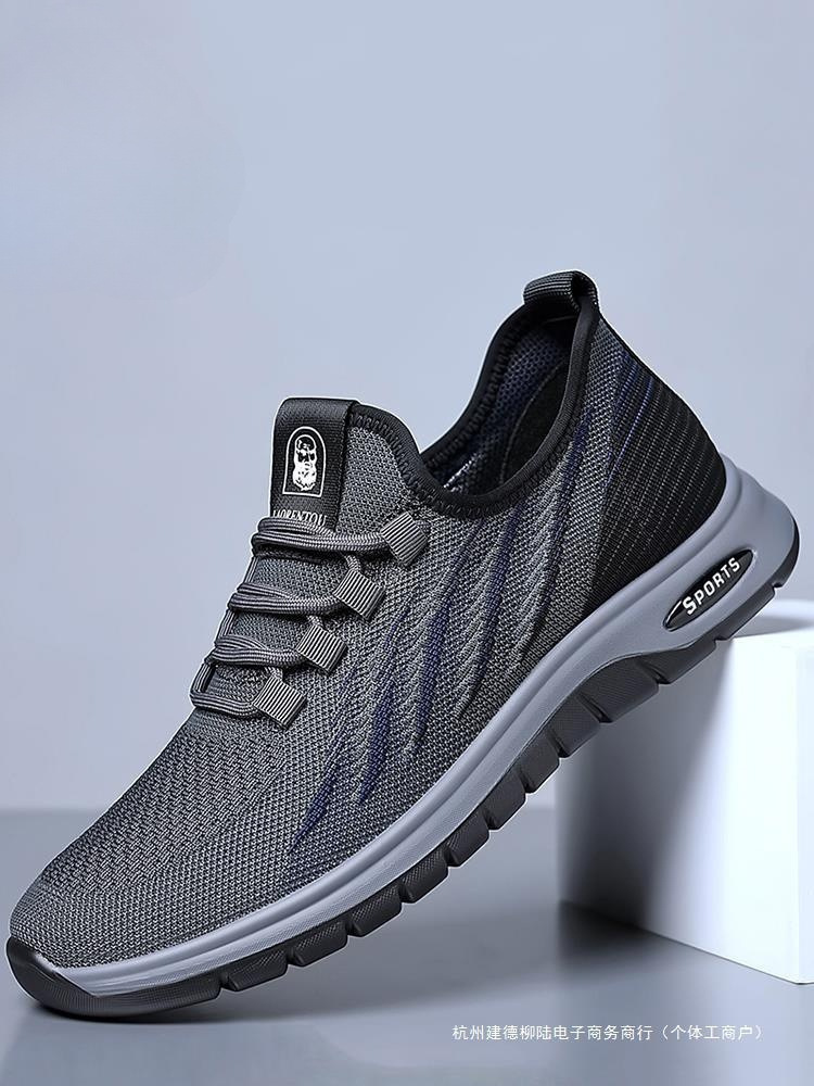老人头夏季透气网面运动鞋男士软底中老年爸爸鞋子防滑健步鞋