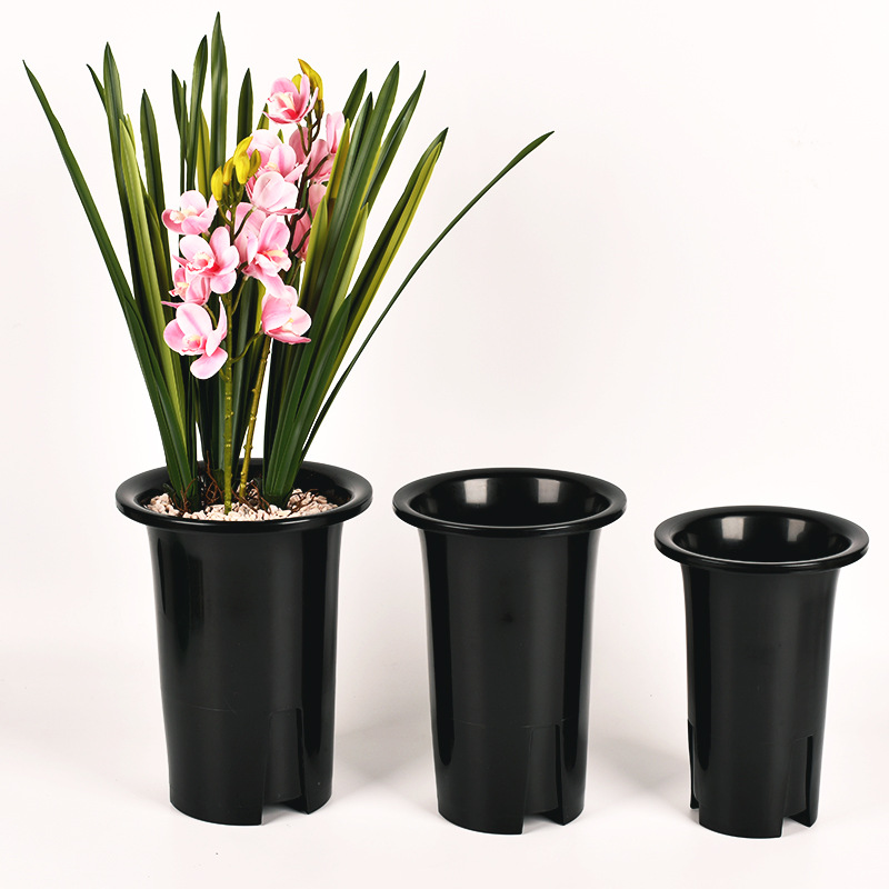 塑料控根兰花盆 加厚透气兰草专用黑色花盆 建兰君子兰蝴蝶兰花盆