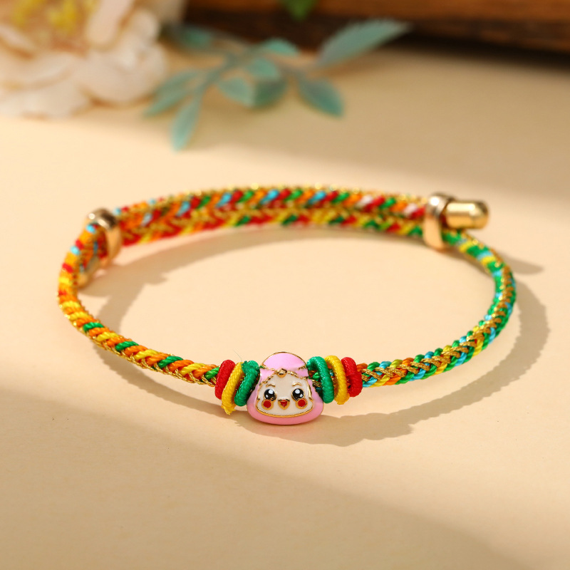 Dragon Boat Festival Colorful Rope Handmade Braided Rope Children's Small Zongzi Blessing Carrying Strap Five-Color Line Bracelet Wholesale